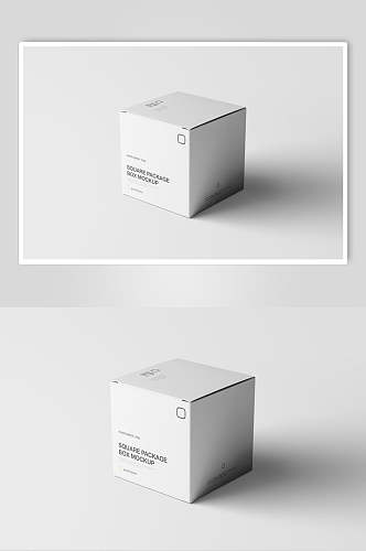 白色正方形包装盒样机