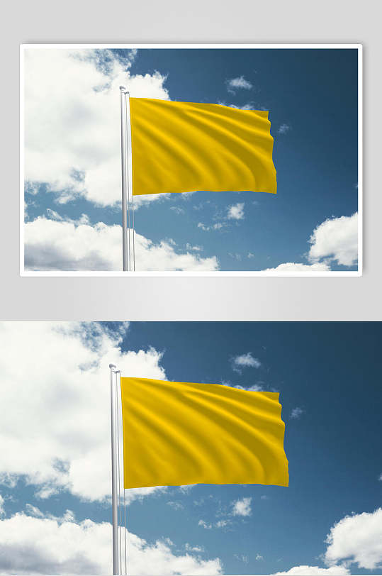 蓝天白云方形道路旗帜贴图样机