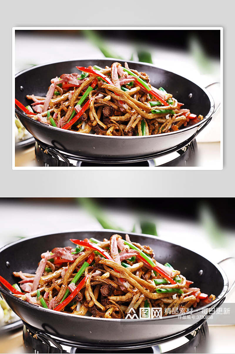 茶树菇炒蹄筋家常菜品图片素材