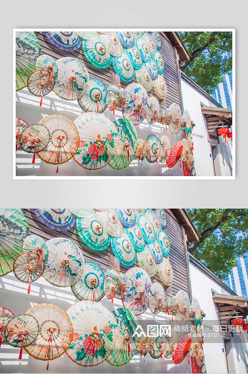 福州三坊七巷油纸伞高清图片素材