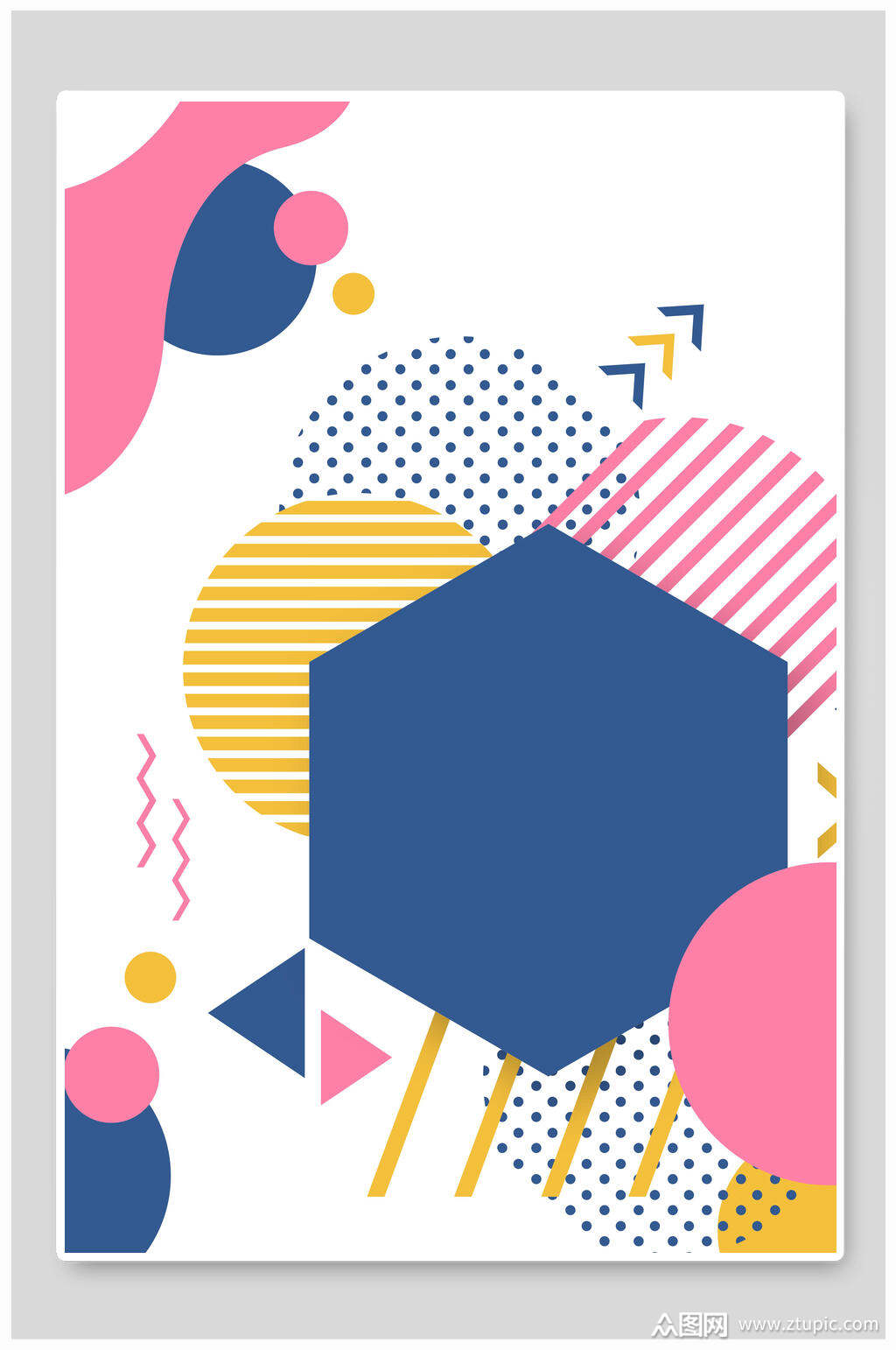 六边形清新孟菲斯背景模板下载-编号3719241-众图网