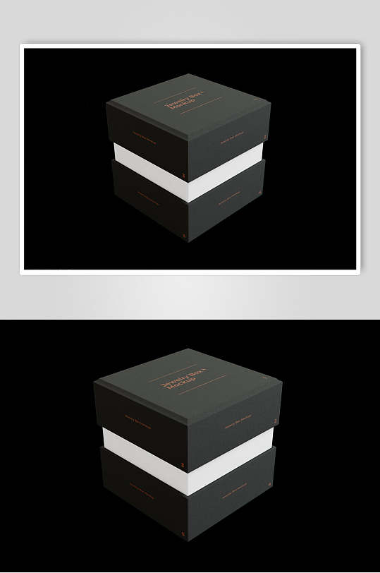方形高端大气黑色盒子包装展示样机