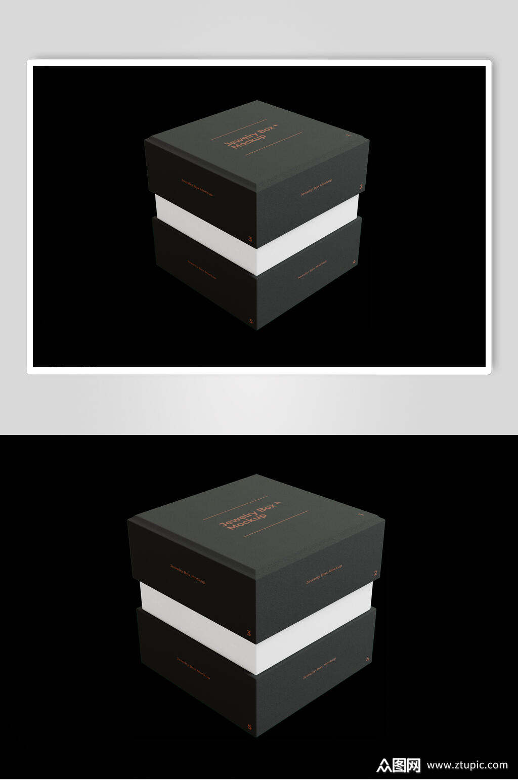 方形高端大气黑色盒子包装展示样机素材