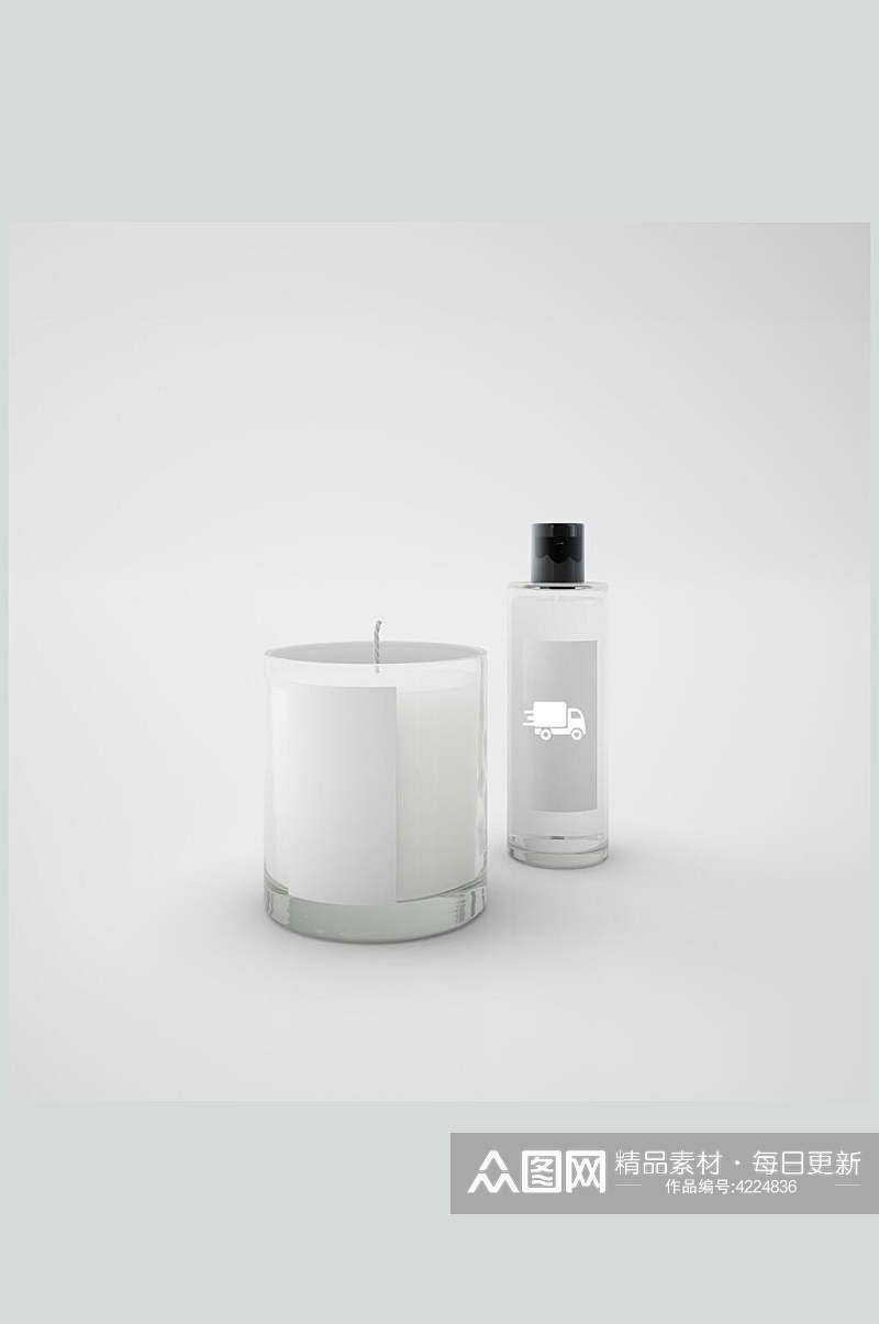灰色瓶子高端大气香水包装贴图样机素材