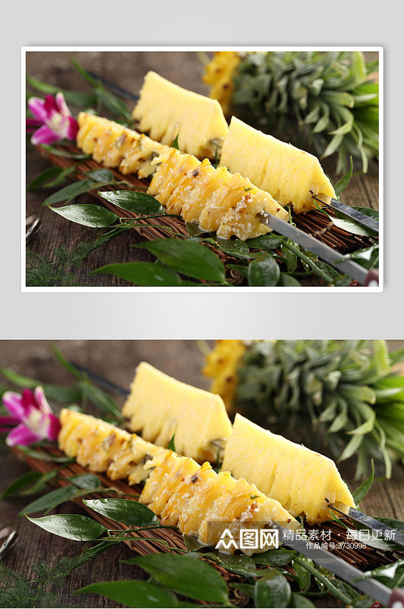 宝剑大串菠萝烧烤美食图片素材
