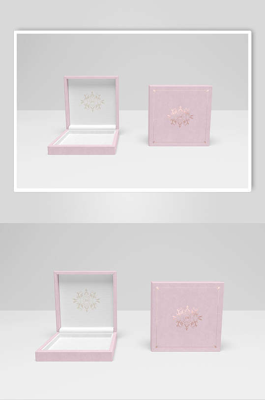 粉白色小清新礼盒盒子样机