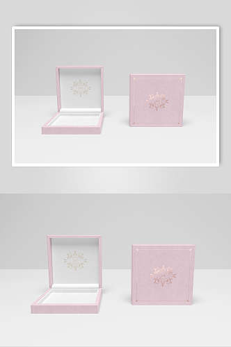 粉白色小清新礼盒盒子样机
