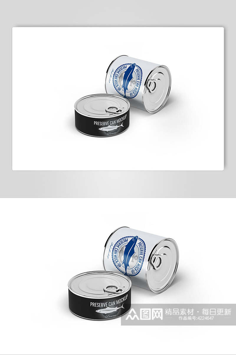铁环扣圆形蓝色易拉罐罐头样机素材