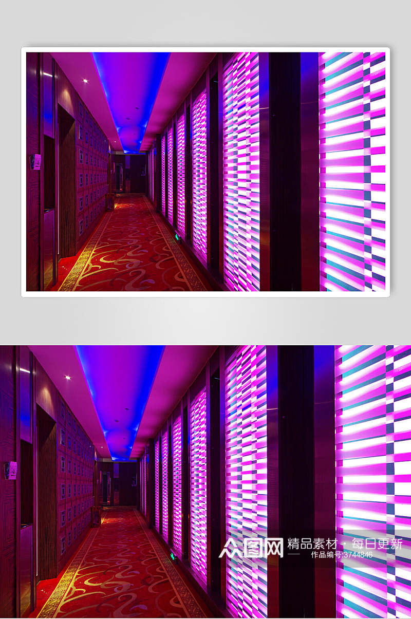 地毯简约奢华优雅粉紫色KTV室内装修图片素材