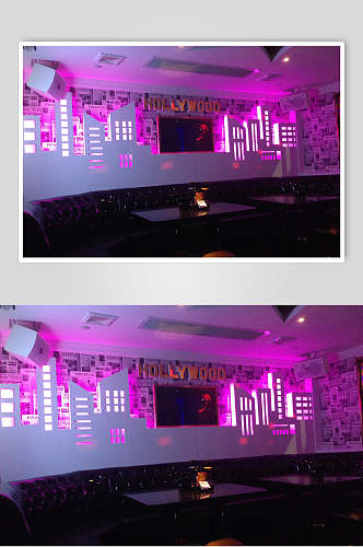 展板简约时尚优雅梦幻紫色KTV室内装修图片