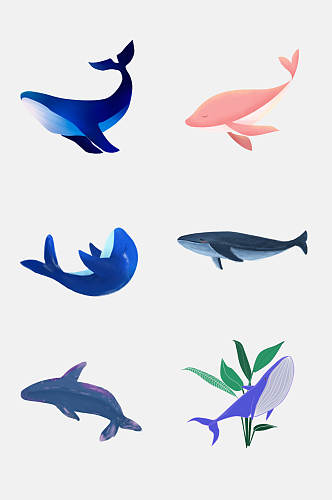 简洁创意卡通可爱鲸鱼手绘免抠素材
