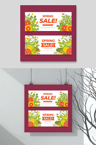 红色减价春季促销卡片