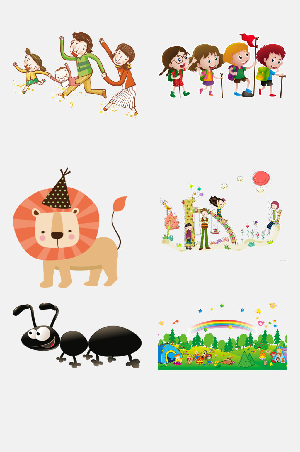 清新卡通卡通儿童学习游玩插画免抠素材素材