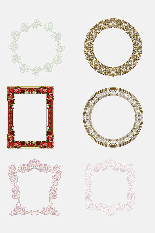 清新精美欧式复古边框免抠设计素材