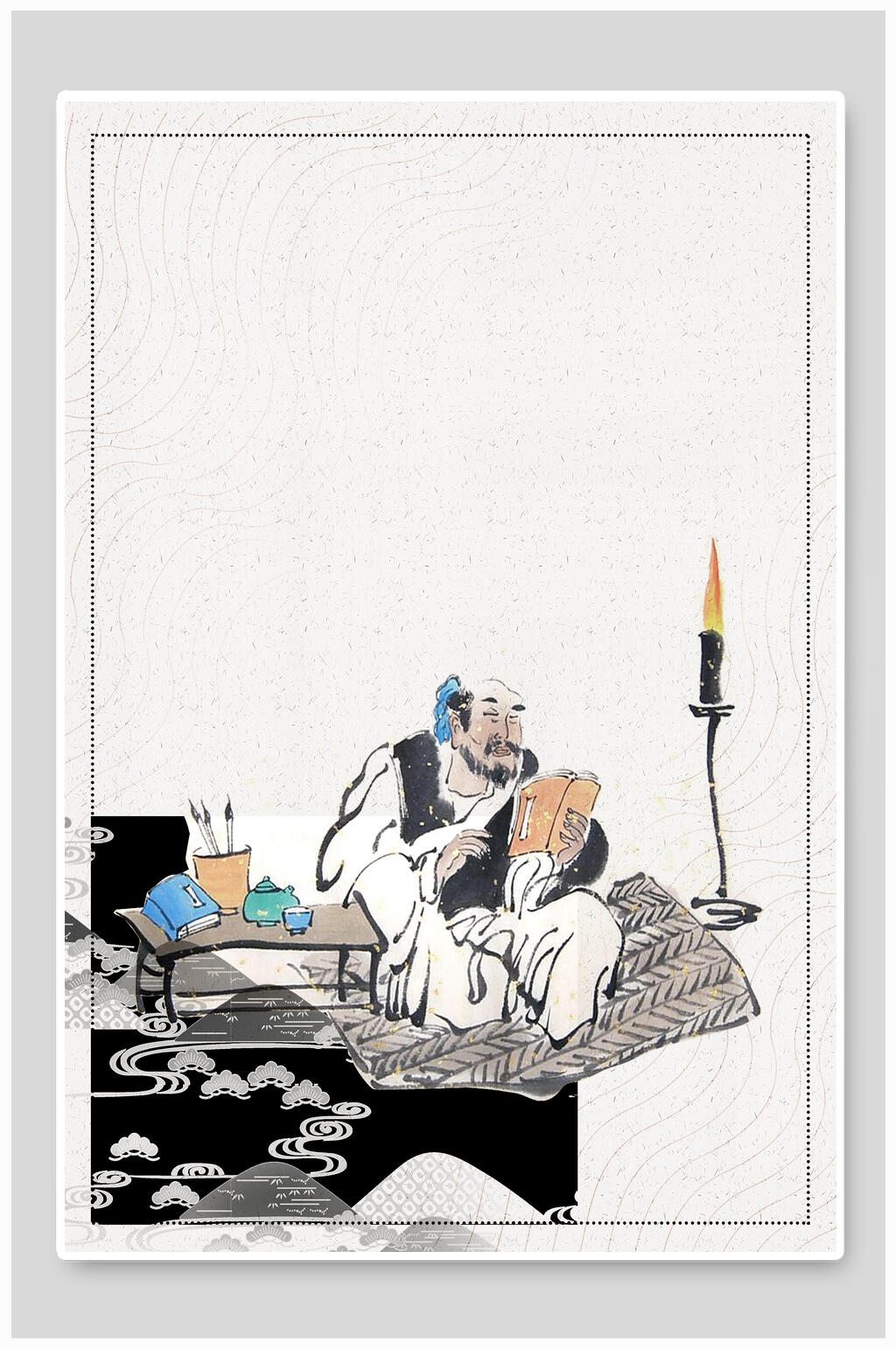 读书传统工笔画背景素材