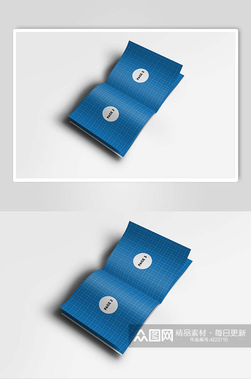 简约蓝色清新高端大气圆形书籍样机素材