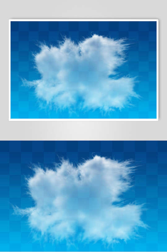 蓝色半透明白云天空素材
