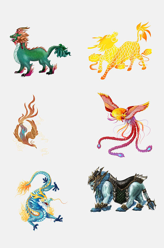 国凤凰龙潮风动物免抠素材
