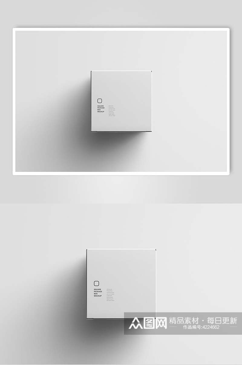精美白色正方形包装盒样机素材