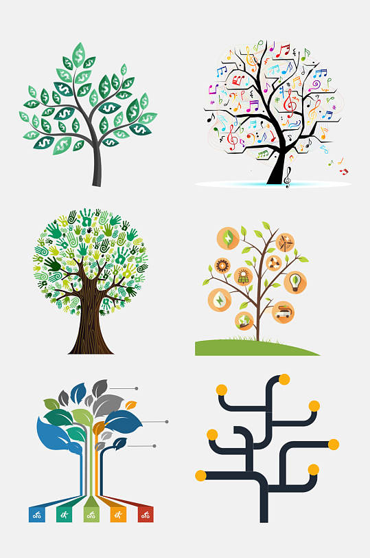 树状数据图表免抠素材