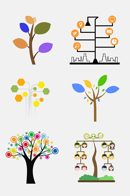 高端树状数据图表免抠素材
