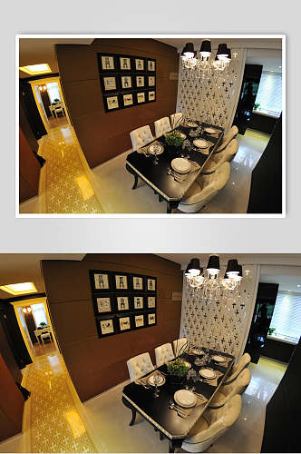 黑色餐桌欧式二居室图片