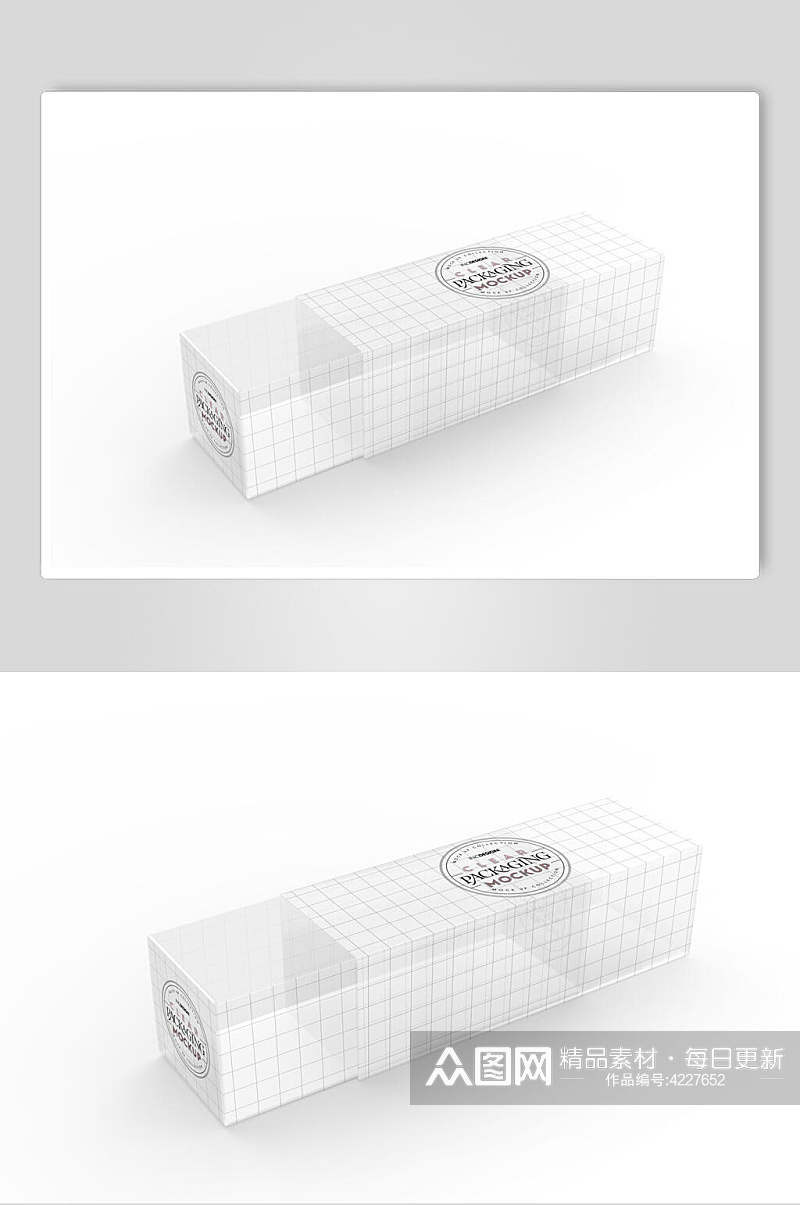 阴影极简方形线条透明打包盒样机素材