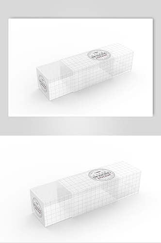 阴影极简方形线条透明打包盒样机