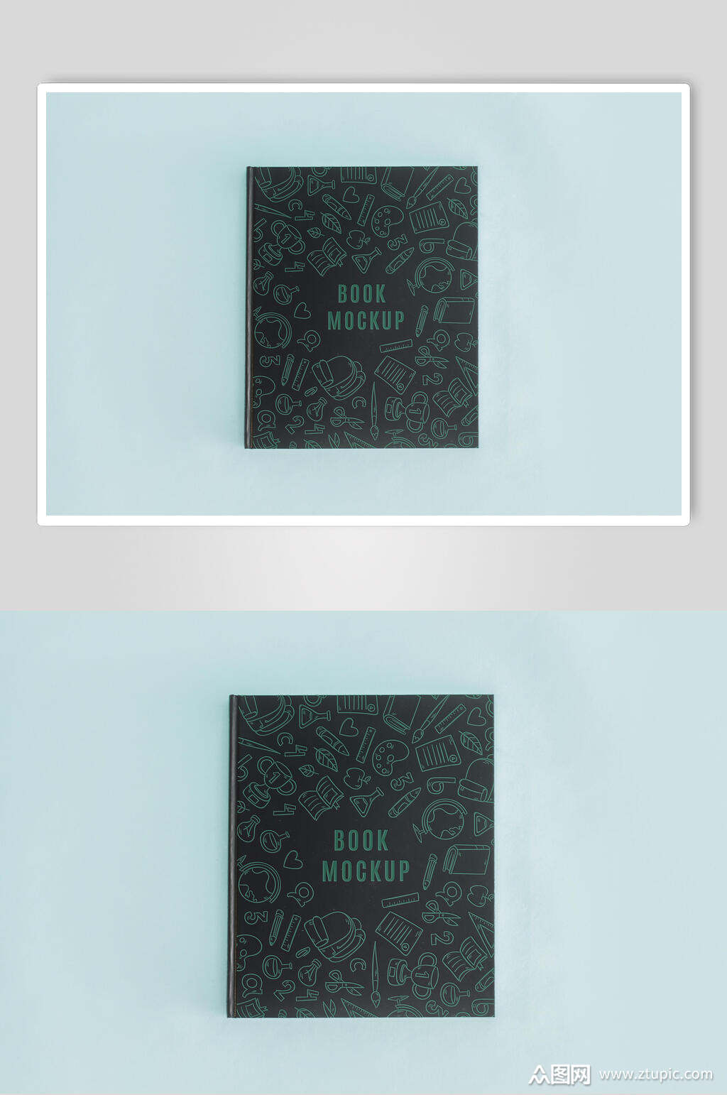 书本简约高端大气黑蓝书籍封面样机素材