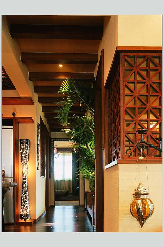 大气灯具植物东南亚风格样板房图片