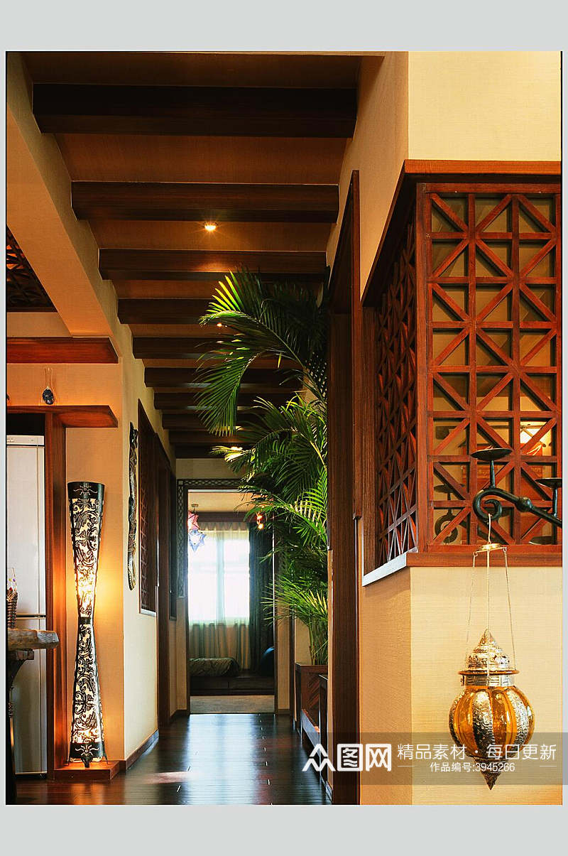 大气灯具植物东南亚风格样板房图片素材