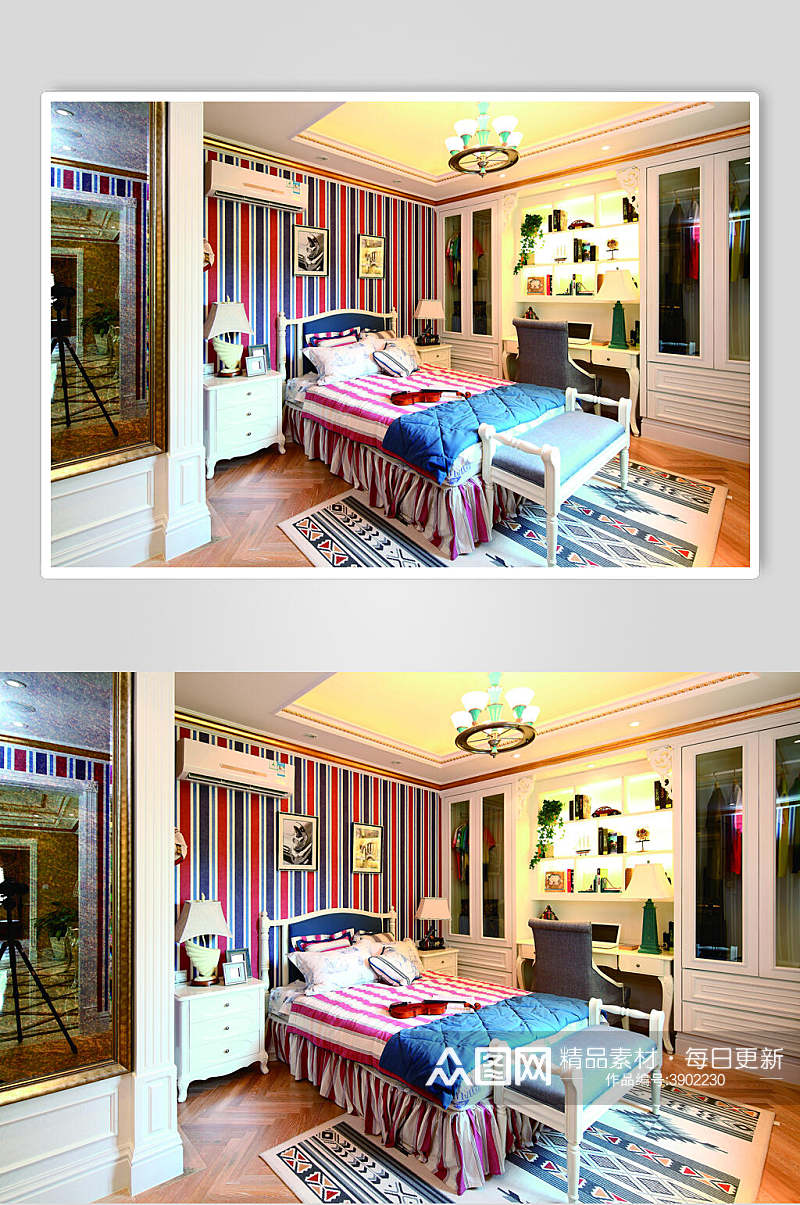 彩色房间法式别墅样板间图片素材