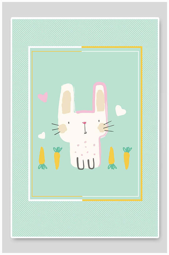 卡通可爱萝卜兔子动物插画