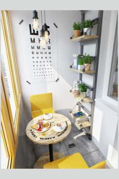 视力表圆桌置物架北欧风格室内图片