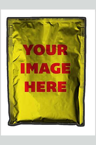 纸张黄红英文高端大气塑料袋包装样机