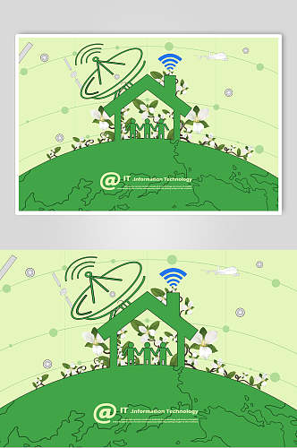 绿色地球创意插画海报