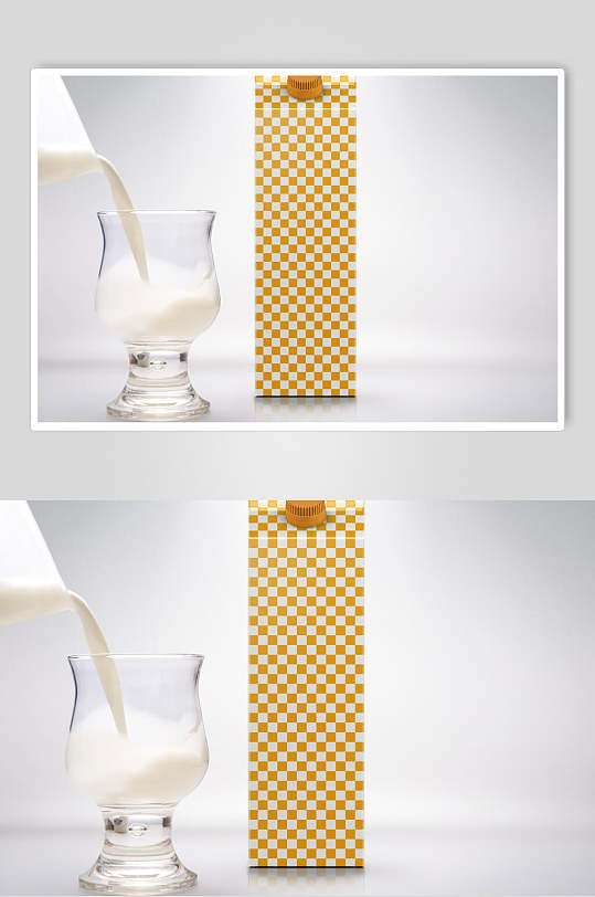 液体方格黄色盒装牛奶包装样机