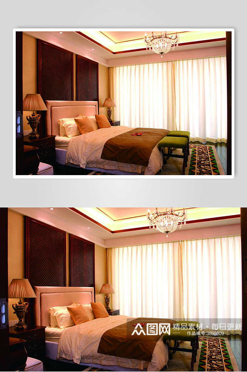 卧室东南亚风格样板房图片素材