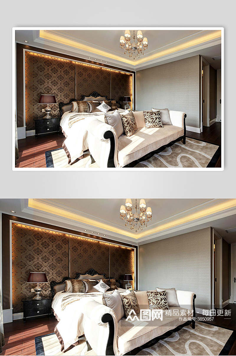 欧式复古白色沙发三居室图片素材