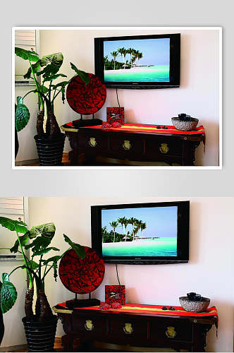 高端电视植物东南亚风格样板房图片