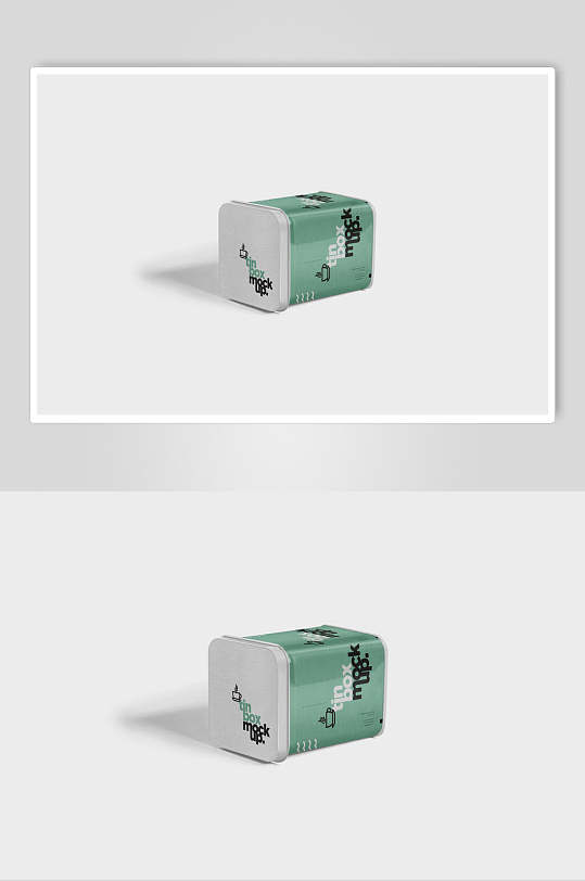 绿色方形茶叶罐食品密封罐包装样机