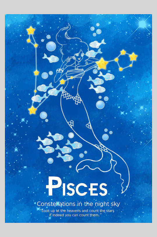创意双鱼座十二星座海报