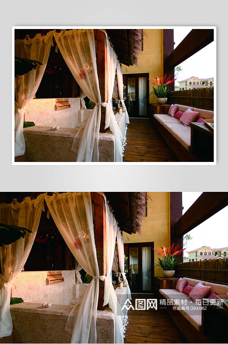 客厅窗帘隔断东南亚风格样板房图片素材
