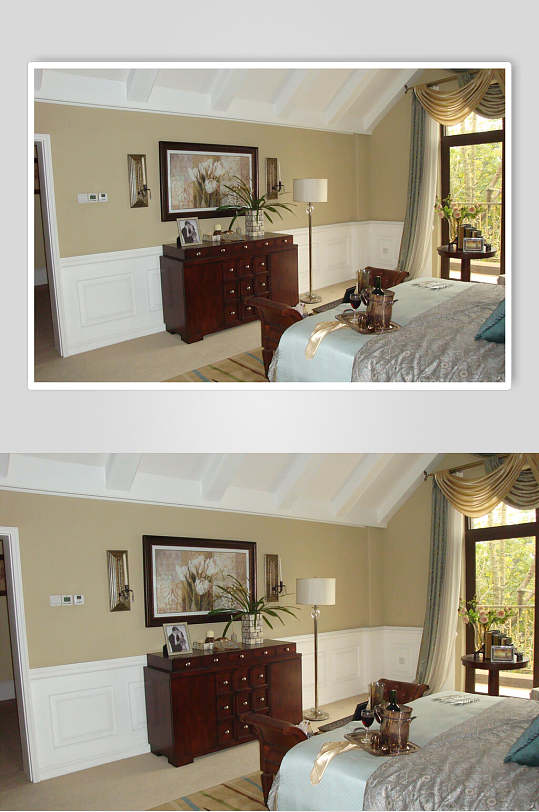 阁楼卧室白色墙裙田园装修效果图