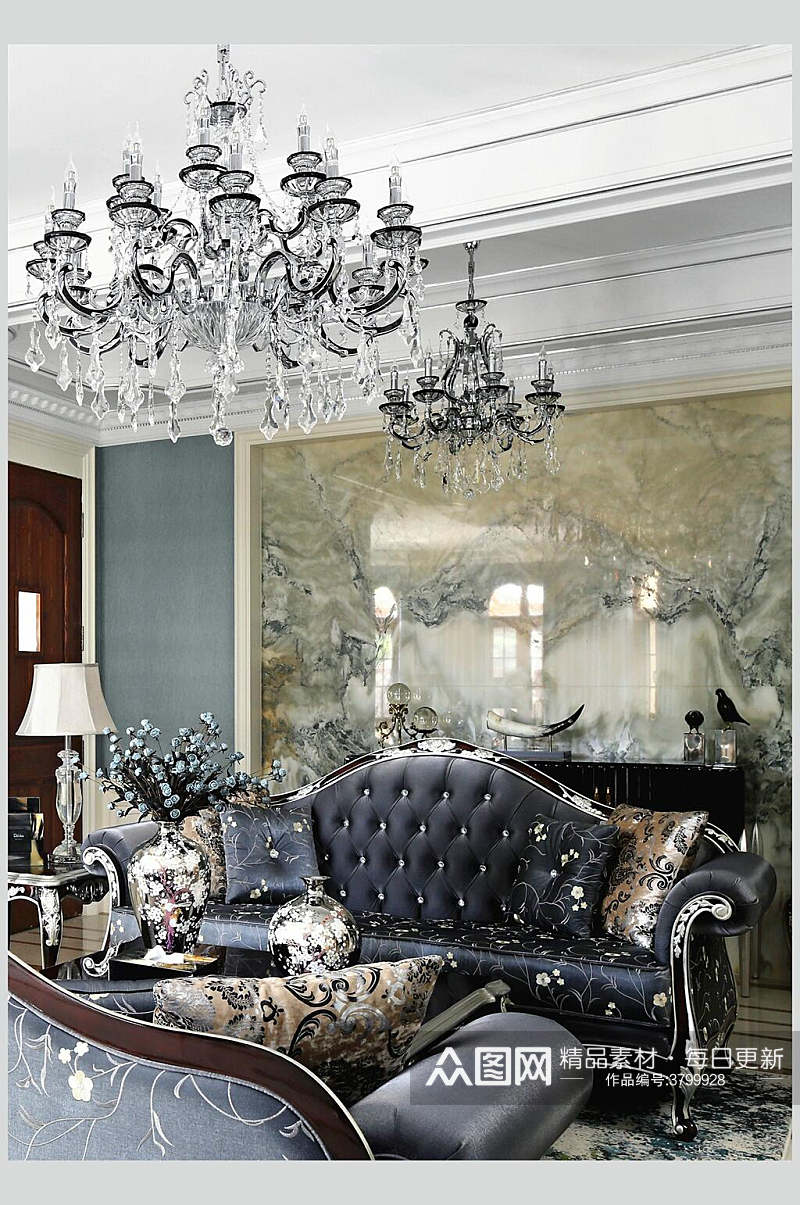 时尚高端欧式客厅沙发别墅图片素材