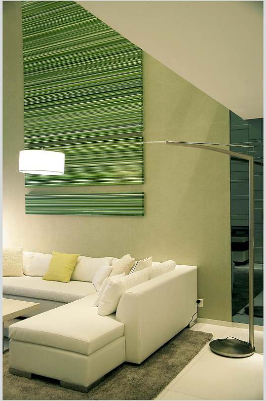 浅绿色墙壁客厅时尚现代家装图片