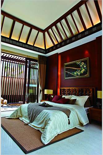 时尚画床地毯东南亚风格样板房图片