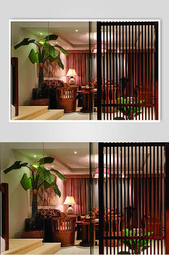 大气植物隔板东南亚风格样板房图片