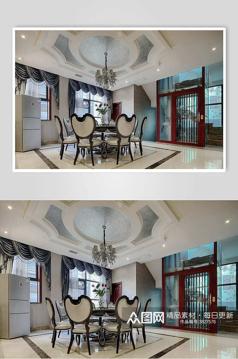 吊灯瓷砖简约大气时尚红米色欧式别墅图片素材