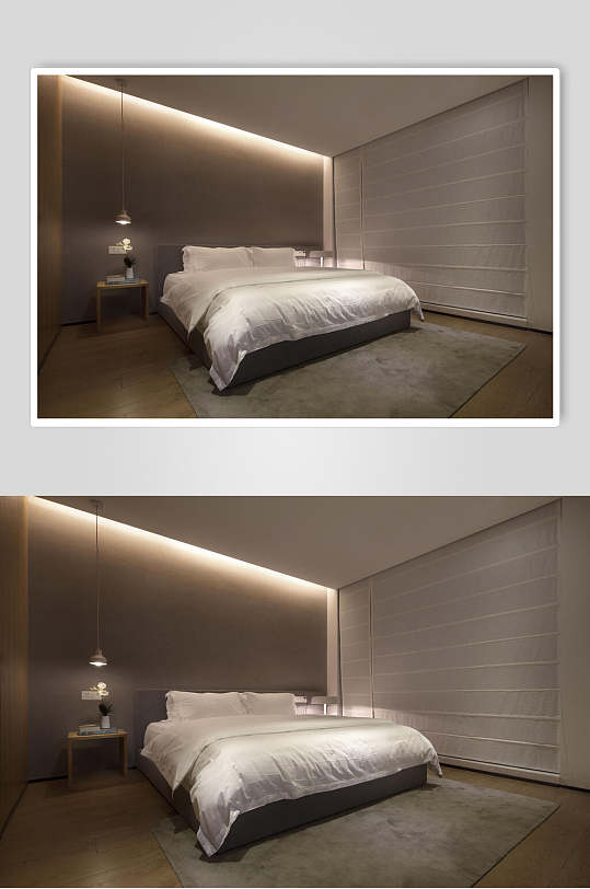 北欧风格白色大床室内图片